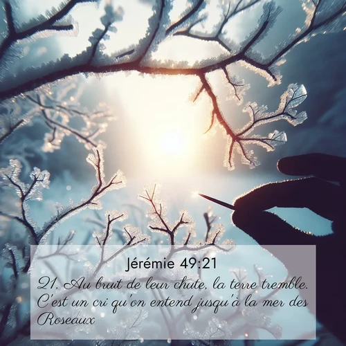 Segond21 Jérémie  ; image nature: image avec le verset biblique :Au bruit de leur chute, la terre tremble. C&#039;est un cri qu&#039;on entend jusqu&#039;à la mer des Roseaux. ;  ; 49:21
