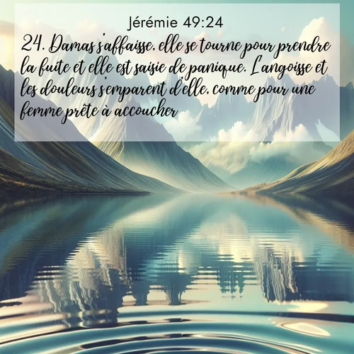 Segond21 Jérémie  ; image nature: image avec le verset biblique :Damas s&#039;affaisse, elle se tourne pour prendre la fuite et elle est saisie de panique. L&#039;angoisse et les douleurs s&#039;emparent d&#039;elle, comme pour une femme prête à accoucher. ;  ; 49:24