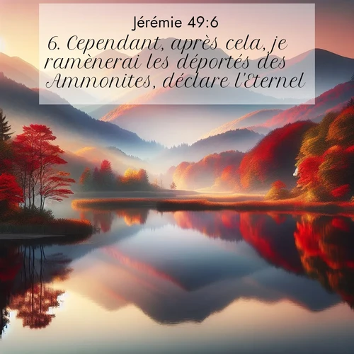 Segond21 Jérémie  ; image nature: image avec le verset biblique :Cependant, après cela, je ramènerai les déportés des Ammonites, déclare l&#039;Eternel. ;  ; 49:6