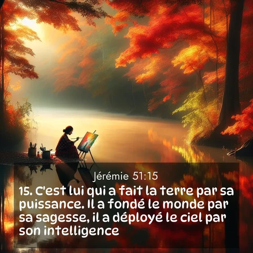Segond21 Jérémie  ; image nature: image avec le verset biblique :C&#039;est lui qui a fait la terre par sa puissance. Il a fondé le monde par sa sagesse, il a déployé le ciel par son intelligence. ;  ; 51:15
