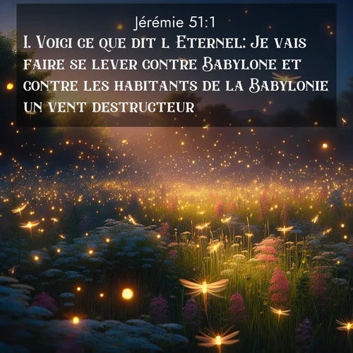Segond21 Jérémie  ; image nature: image avec le verset biblique :Voici ce que dit l&#039;Eternel: Je vais faire se lever contre Babylone et contre les habitants de la Babylonie un vent destructeur. ;  ; 51:1