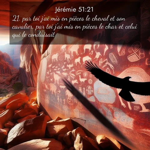 Segond21 Jérémie  ; image nature: image avec le verset biblique :par toi j&#039;ai mis en pièces le cheval et son cavalier, par toi j&#039;ai mis en pièces le char et celui qui le conduisait, ;  ; 51:21