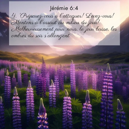 Segond21 Jérémie  ; image nature: image avec le verset biblique :&#039;Préparez-vous à l&#039;attaquer! Levez-vous! Montons à l&#039;assaut au milieu du jour! Malheureusement pour nous, le jour baisse, les ombres du soir s&#039;allongent. ;  ; 6:4