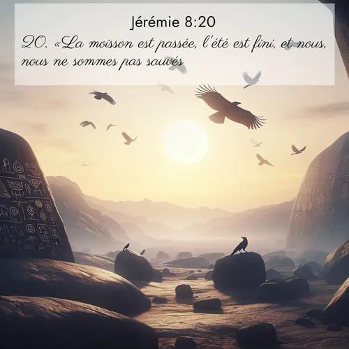 Segond21 Jérémie  ; image nature: image avec le verset biblique :«La moisson est passée, l&#039;été est fini, et nous, nous ne sommes pas sauvés! ;  ; 8:20