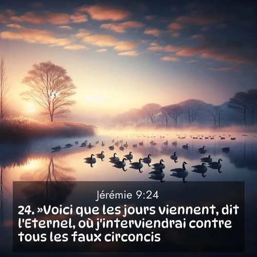 Segond21 Jérémie  ; image nature: image avec le verset biblique :»Voici que les jours viennent, dit l&#039;Eternel, où j&#039;interviendrai contre tous les faux circoncis: ;  ; 9:24