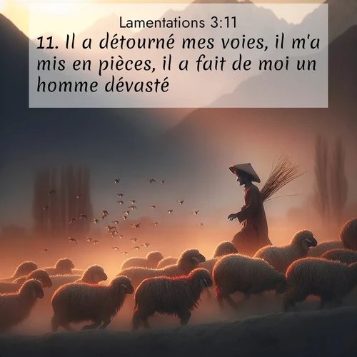 Segond21 Lamentations  ; image nature: image avec le verset biblique :Il a détourné mes voies, il m&#039;a mis en pièces, il a fait de moi un homme dévasté. ;  ; 3:11