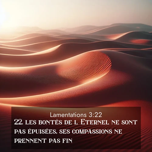 Segond21 Lamentations  ; image nature: image avec le verset biblique :les bontés de l&#039;Eternel ne sont pas épuisées, ses compassions ne prennent pas fin; ;  ; 3:22