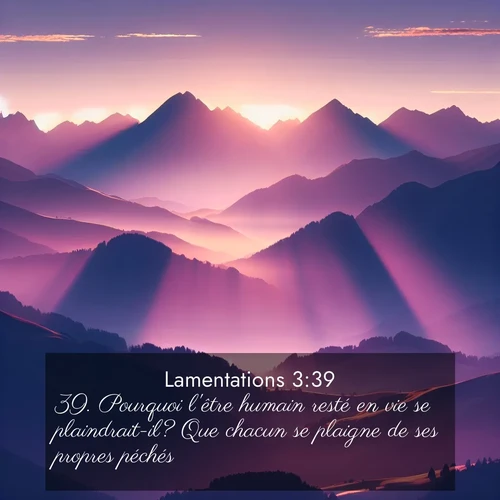Segond21 Lamentations  ; image nature: image avec le verset biblique :Pourquoi l&#039;être humain resté en vie se plaindrait-il? Que chacun se plaigne de ses propres péchés! ;  ; 3:39
