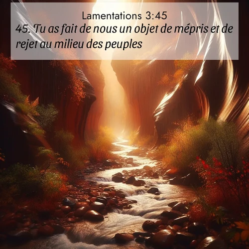 Segond21 Lamentations  ; image nature: image avec le verset biblique :Tu as fait de nous un objet de mépris et de rejet au milieu des peuples.» ;  ; 3:45