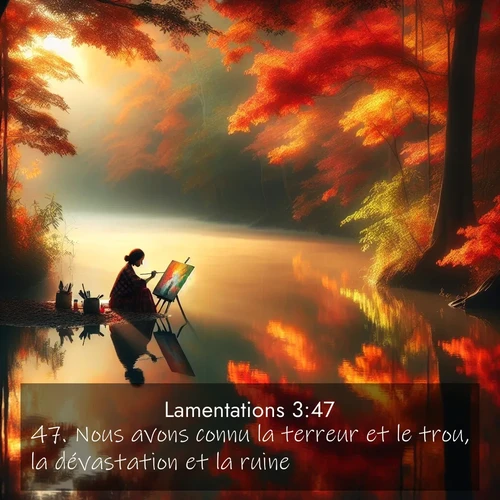 Segond21 Lamentations  ; image nature: image avec le verset biblique :Nous avons connu la terreur et le trou, la dévastation et la ruine. ;  ; 3:47