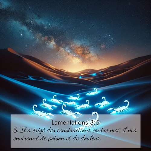 Segond21 Lamentations  ; image nature: image avec le verset biblique :Il a érigé des constructions contre moi, il m&#039;a environné de poison et de douleur. ;  ; 3:5