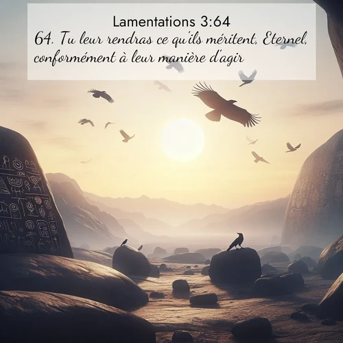Segond21 Lamentations  ; image nature: image avec le verset biblique :Tu leur rendras ce qu&#039;ils méritent, Eternel, conformément à leur manière d&#039;agir. ;  ; 3:64