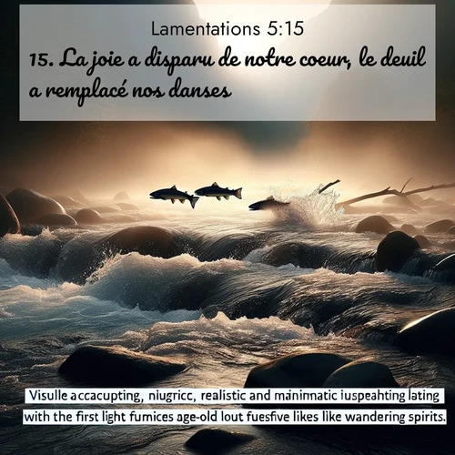 Segond21 Lamentations  ; image nature: image avec le verset biblique :La joie a disparu de notre coeur, le deuil a remplacé nos danses. ;  ; 5:15