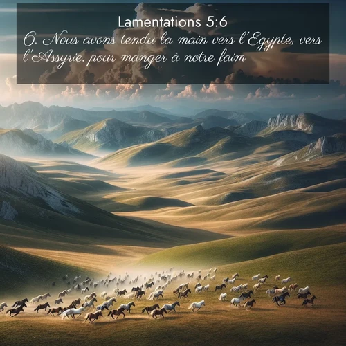 Segond21 Lamentations  ; image nature: image avec le verset biblique :Nous avons tendu la main vers l&#039;Egypte, vers l&#039;Assyrie, pour manger à notre faim. ;  ; 5:6