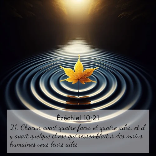 Segond21 Ézéchiel  ; image nature: image avec le verset biblique :Chacun avait quatre faces et quatre ailes, et il y avait quelque chose qui ressemblait à des mains humaines sous leurs ailes. ;  ; 10:21