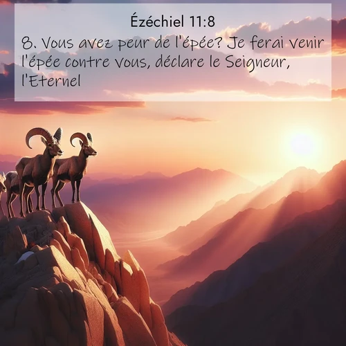 Segond21 Ézéchiel  ; image nature: image avec le verset biblique :Vous avez peur de l&#039;épée? Je ferai venir l&#039;épée contre vous, déclare le Seigneur, l&#039;Eternel. ;  ; 11:8