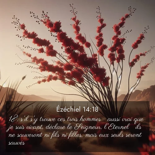 Segond21 Ézéchiel  ; image nature: image avec le verset biblique :s&#039;il s&#039;y trouve ces trois hommes  aussi vrai que je suis vivant, déclare le Seigneur, l&#039;Eternel  ils ne sauveront ni fils ni filles, mais eux seuls seront sauvés. ;  ; 14:18