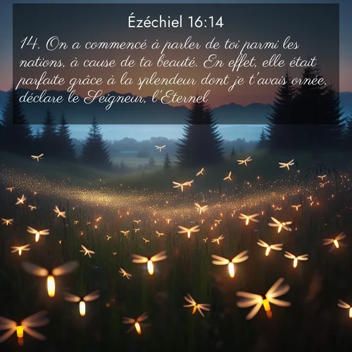 Segond21 Ézéchiel  ; image nature: image avec le verset biblique :On a commencé à parler de toi parmi les nations, à cause de ta beauté. En effet, elle était parfaite grâce à la splendeur dont je t&#039;avais ornée, déclare le Seigneur, l&#039;Eternel. ;  ; 16:14