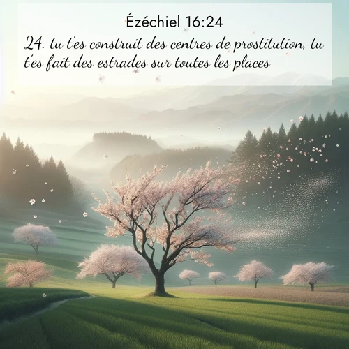 Segond21 Ézéchiel  ; image nature: image avec le verset biblique :tu t&#039;es construit des centres de prostitution, tu t&#039;es fait des estrades sur toutes les places. ;  ; 16:24