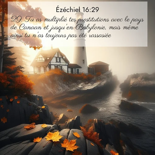 Segond21 Ézéchiel  ; image nature: image avec le verset biblique :Tu as multiplié tes prostitutions avec le pays de Canaan et jusqu&#039;en Babylonie, mais même ainsi tu n&#039;as toujours pas été rassasiée. ;  ; 16:29