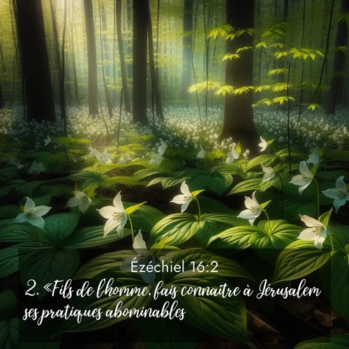 Segond21 Ézéchiel  ; image nature: image avec le verset biblique :«Fils de l&#039;homme, fais connaître à Jérusalem ses pratiques abominables! ;  ; 16:2