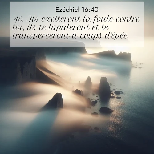 Segond21 Ézéchiel  ; image nature: image avec le verset biblique :Ils exciteront la foule contre toi, ils te lapideront et te transperceront à coups d&#039;épée. ;  ; 16:40