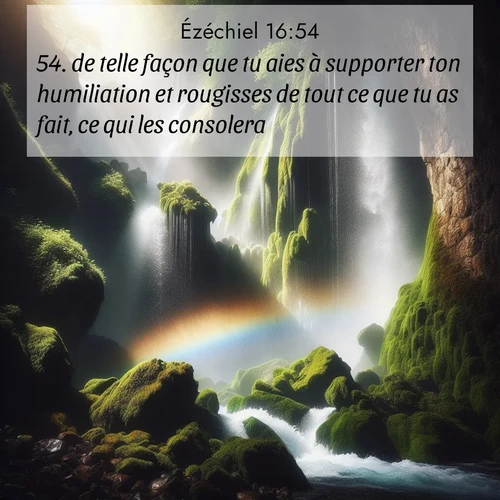 Segond21 Ézéchiel  ; image nature: image avec le verset biblique :de telle façon que tu aies à supporter ton humiliation et rougisses de tout ce que tu as fait, ce qui les consolera. ;  ; 16:54