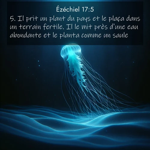 Segond21 Ézéchiel  ; image nature: image avec le verset biblique :Il prit un plant du pays et le plaça dans un terrain fertile. Il le mit près d&#039;une eau abondante et le planta comme un saule. ;  ; 17:5
