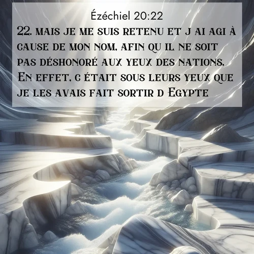 Segond21 Ézéchiel  ; image nature: image avec le verset biblique :mais je me suis retenu et j&#039;ai agi à cause de mon nom, afin qu&#039;il ne soit pas déshonoré aux yeux des nations. En effet, c&#039;était sous leurs yeux que je les avais fait sortir d&#039;Egypte. ;  ; 20:22