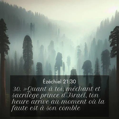 Segond21 Ézéchiel  ; image nature: image avec le verset biblique :»Quant à toi, méchant et sacrilège prince d&#039;Israël, ton heure arrive au moment où la faute est à son comble. ;  ; 21:30