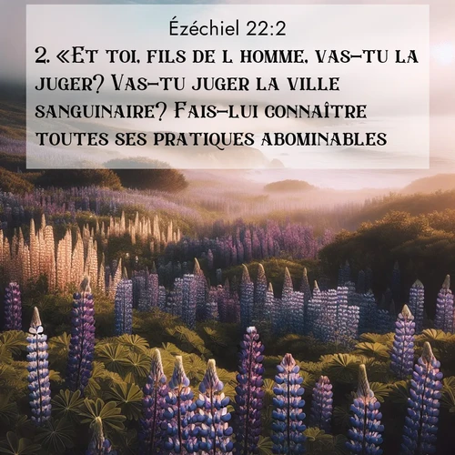 Segond21 Ézéchiel  ; image nature: image avec le verset biblique :«Et toi, fils de l&#039;homme, vas-tu la juger? Vas-tu juger la ville sanguinaire? Fais-lui connaître toutes ses pratiques abominables! ;  ; 22:2