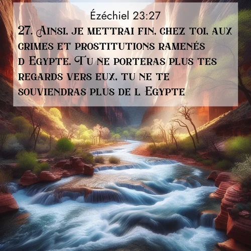 Segond21 Ézéchiel  ; image nature: image avec le verset biblique :Ainsi, je mettrai fin, chez toi, aux crimes et prostitutions ramenés d&#039;Egypte. Tu ne porteras plus tes regards vers eux, tu ne te souviendras plus de l&#039;Egypte. ;  ; 23:27