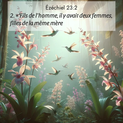 Segond21 Ézéchiel  ; image nature: image avec le verset biblique :«Fils de l&#039;homme, il y avait deux femmes, filles de la même mère. ;  ; 23:2