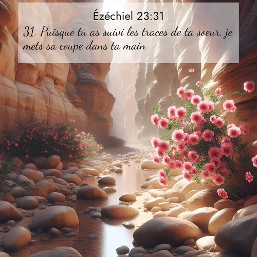 Segond21 Ézéchiel  ; image nature: image avec le verset biblique :Puisque tu as suivi les traces de ta soeur, je mets sa coupe dans ta main. ;  ; 23:31