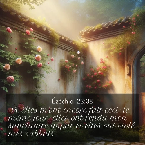 Segond21 Ézéchiel  ; image nature: image avec le verset biblique :Elles m&#039;ont encore fait ceci: le même jour, elles ont rendu mon sanctuaire impur et elles ont violé mes sabbats. ;  ; 23:38