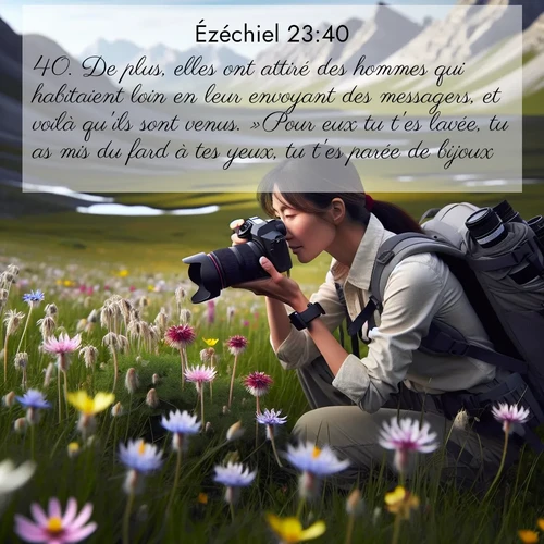 Segond21 Ézéchiel  ; image nature: image avec le verset biblique :De plus, elles ont attiré des hommes qui habitaient loin en leur envoyant des messagers, et voilà qu&#039;ils sont venus. »Pour eux tu t&#039;es lavée, tu as mis du fard à tes yeux, tu t&#039;es parée de bijoux, ;  ; 23:40