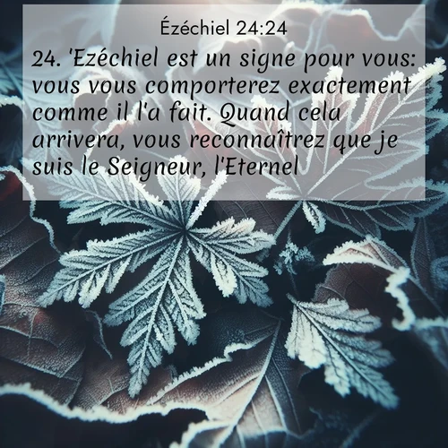 Segond21 Ézéchiel  ; image nature: image avec le verset biblique :&#039;Ezéchiel est un signe pour vous: vous vous comporterez exactement comme il l&#039;a fait. Quand cela arrivera, vous reconnaîtrez que je suis le Seigneur, l&#039;Eternel.&#039; ;  ; 24:24
