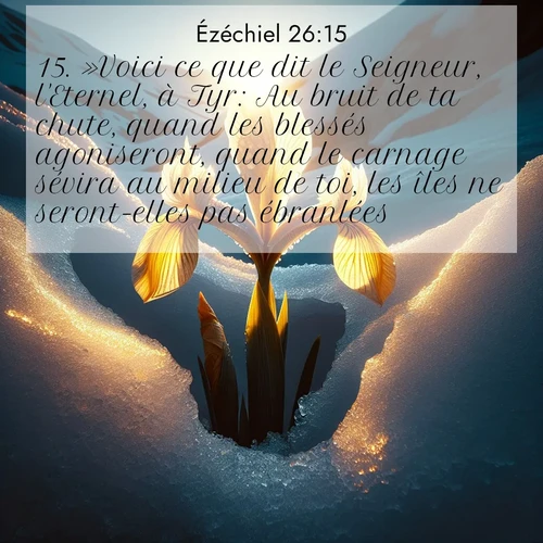 Segond21 Ézéchiel  ; image nature: image avec le verset biblique :»Voici ce que dit le Seigneur, l&#039;Eternel, à Tyr: Au bruit de ta chute, quand les blessés agoniseront, quand le carnage sévira au milieu de toi, les îles ne seront-elles pas ébranlées? ;  ; 26:15