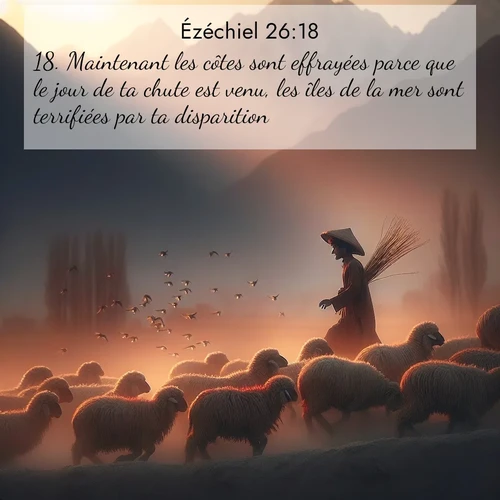 Segond21 Ézéchiel  ; image nature: image avec le verset biblique :Maintenant les côtes sont effrayées parce que le jour de ta chute est venu, les îles de la mer sont terrifiées par ta disparition.&#039; ;  ; 26:18