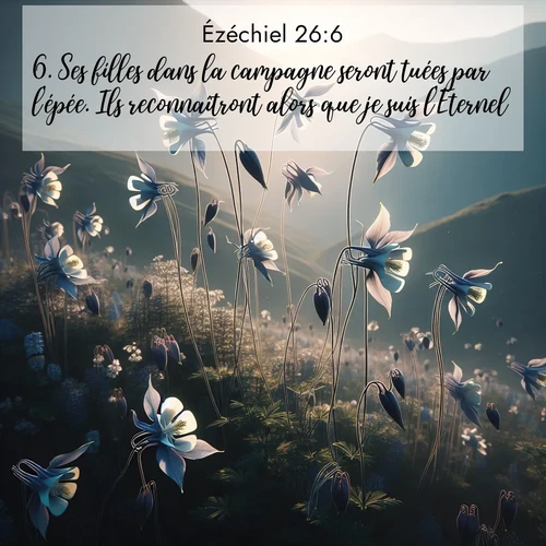 Segond21 Ézéchiel  ; image nature: image avec le verset biblique :Ses filles dans la campagne seront tuées par l&#039;épée. Ils reconnaîtront alors que je suis l&#039;Eternel. ;  ; 26:6
