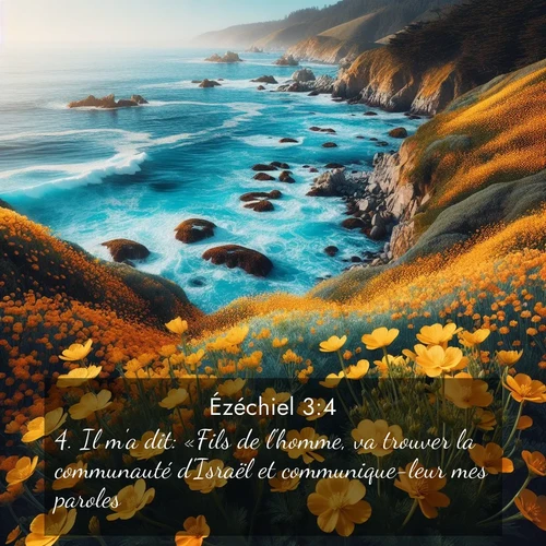 Segond21 Ézéchiel  ; image nature: image avec le verset biblique :Il m&#039;a dit: «Fils de l&#039;homme, va trouver la communauté d&#039;Israël et communique-leur mes paroles! ;  ; 3:4
