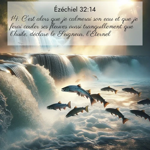 Segond21 Ézéchiel  ; image nature: image avec le verset biblique :C&#039;est alors que je calmerai son eau et que je ferai couler ses fleuves aussi tranquillement que l&#039;huile, déclare le Seigneur, l&#039;Eternel, ;  ; 32:14