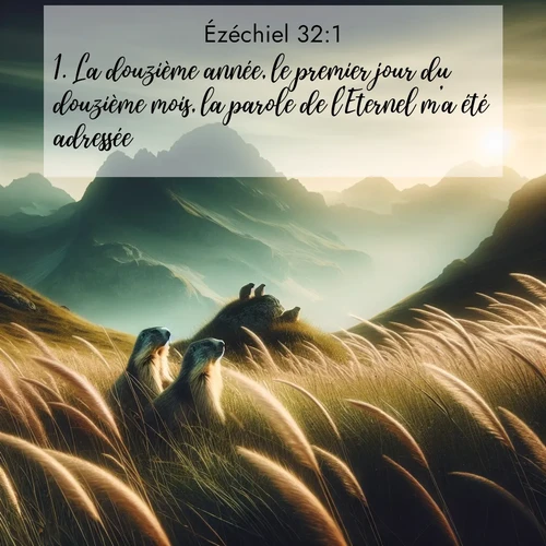 Segond21 Ézéchiel  ; image nature: image avec le verset biblique :La douzième année, le premier jour du douzième mois, la parole de l&#039;Eternel m&#039;a été adressée: ;  ; 32:1