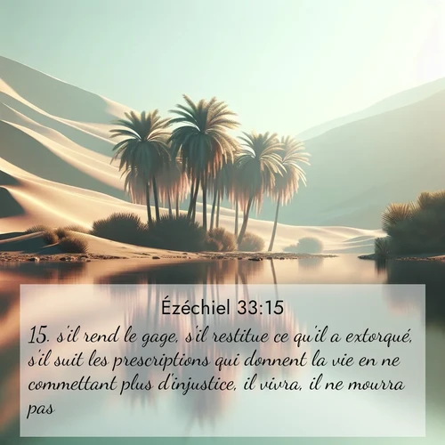 Segond21 Ézéchiel  ; image nature: image avec le verset biblique :s&#039;il rend le gage, s&#039;il restitue ce qu&#039;il a extorqué, s&#039;il suit les prescriptions qui donnent la vie en ne commettant plus d&#039;injustice, il vivra, il ne mourra pas. ;  ; 33:15
