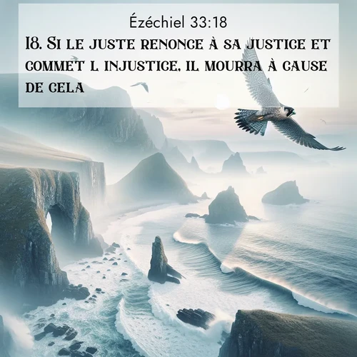 Segond21 Ézéchiel  ; image nature: image avec le verset biblique :Si le juste renonce à sa justice et commet l&#039;injustice, il mourra à cause de cela. ;  ; 33:18
