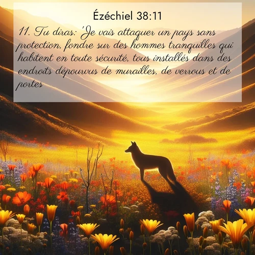 Segond21 Ézéchiel  ; image nature: image avec le verset biblique :Tu diras: &#039;Je vais attaquer un pays sans protection, fondre sur des hommes tranquilles qui habitent en toute sécurité, tous installés dans des endroits dépourvus de murailles, de verrous et de portes. ;  ; 38:11
