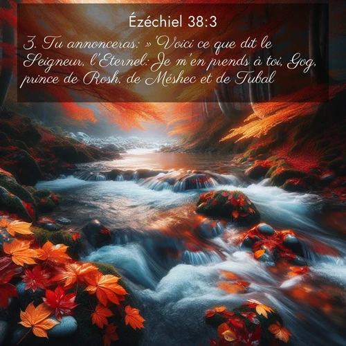 Segond21 Ézéchiel  ; image nature: image avec le verset biblique :Tu annonceras: »&#039;Voici ce que dit le Seigneur, l&#039;Eternel: Je m&#039;en prends à toi, Gog, prince de Rosh, de Méshec et de Tubal! ;  ; 38:3