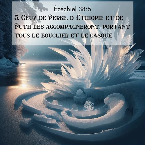 Segond21 Ézéchiel  ; image nature: image avec le verset biblique :Ceux de Perse, d&#039;Ethiopie et de Puth les accompagneront, portant tous le bouclier et le casque. ;  ; 38:5