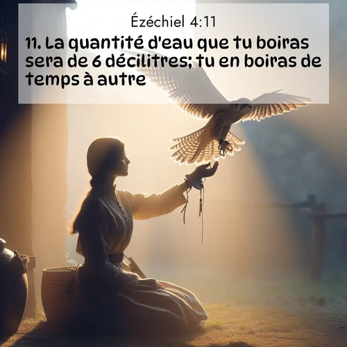 Segond21 Ézéchiel  ; image nature: image avec le verset biblique :La quantité d&#039;eau que tu boiras sera de 6 décilitres; tu en boiras de temps à autre. ;  ; 4:11