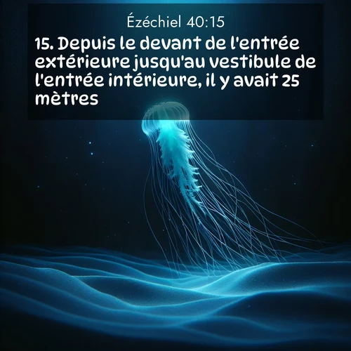 Segond21 Ézéchiel  ; image nature: image avec le verset biblique :Depuis le devant de l&#039;entrée extérieure jusqu&#039;au vestibule de l&#039;entrée intérieure, il y avait 25 mètres. ;  ; 40:15